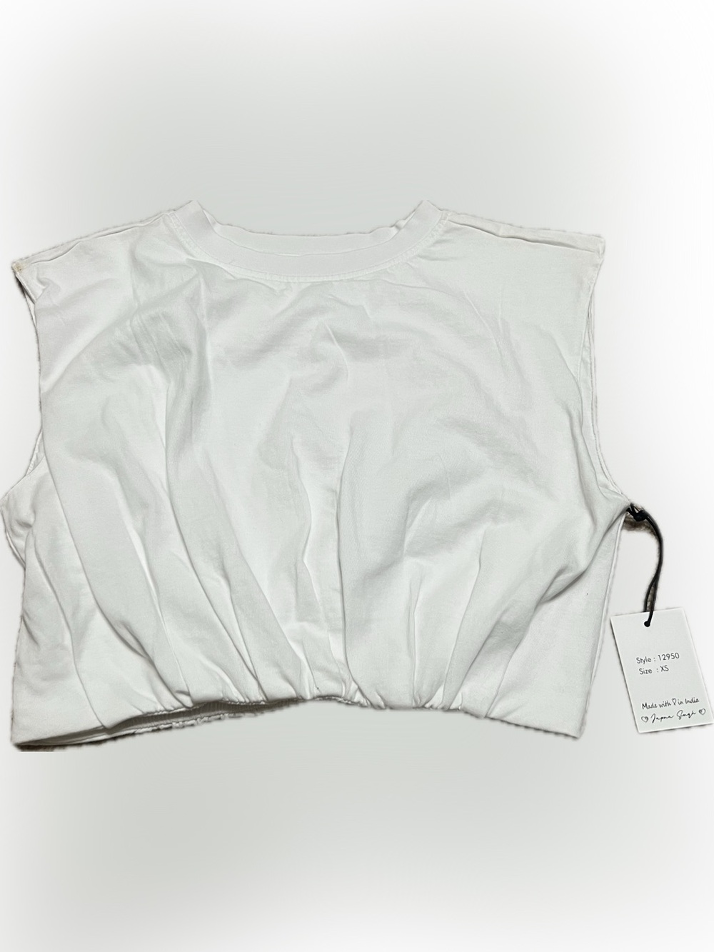 Japna White Cropped Tank Top - Picture 2 of 4